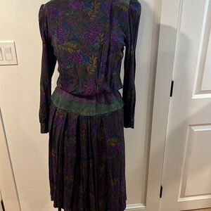Vintage 90s PATTY ONEIL Rayon Wide Suede Waist Dress